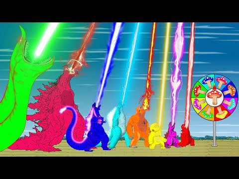 Evolution of RED GODZILLA vs BLUE SHIN - Yellow KONG: Atomic Breath | Godzilla Cartoon Movies