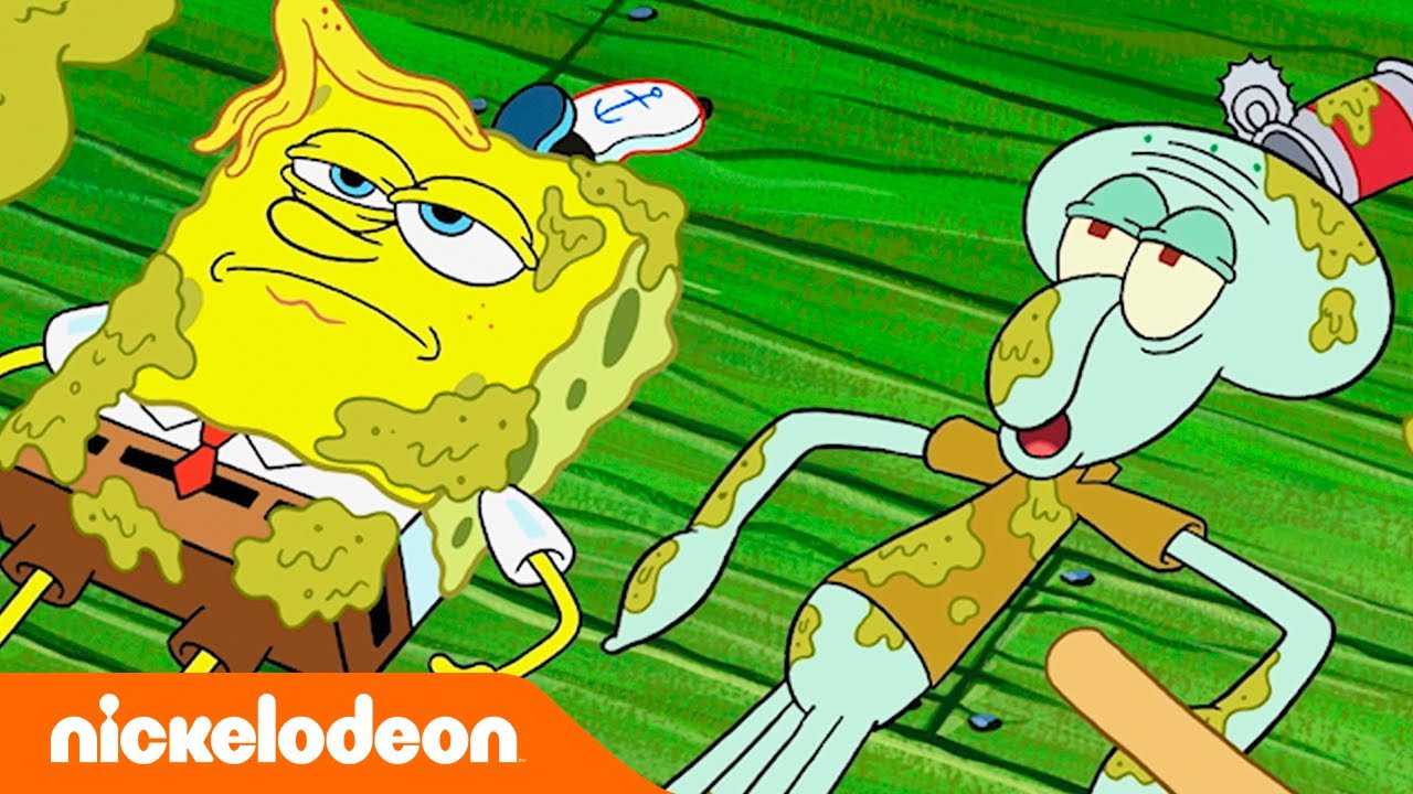 スポンジ・ボブ | 掃除屋になるスポンジボブとイカルド