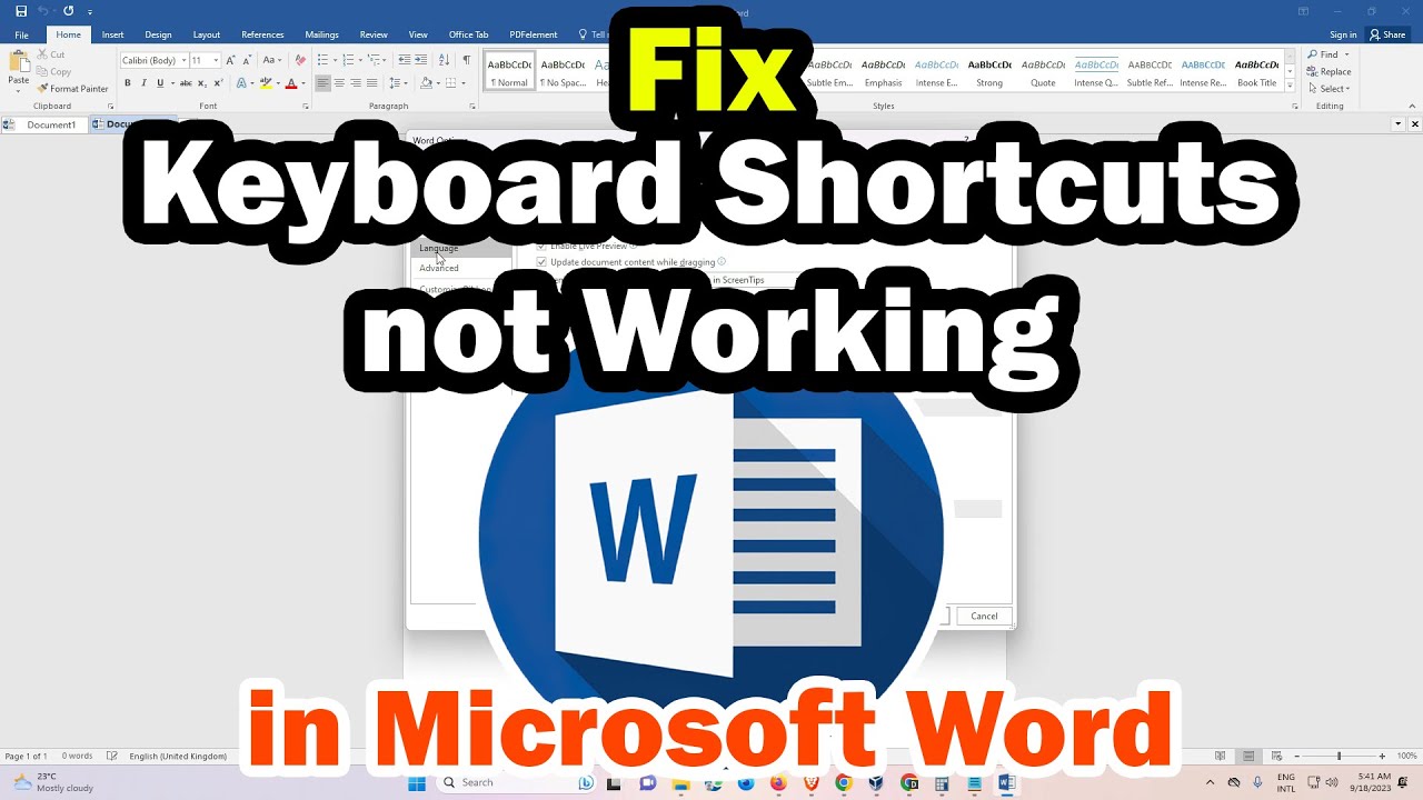 How To Fix Keyboard Shortcuts Not Working In Microsoft Word YouTube