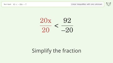 Solving Linear Inequalities: 85 is Smaller Than -20x-7