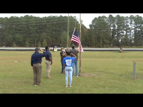 Wellcome Middle School adds 35 new American flags to campus