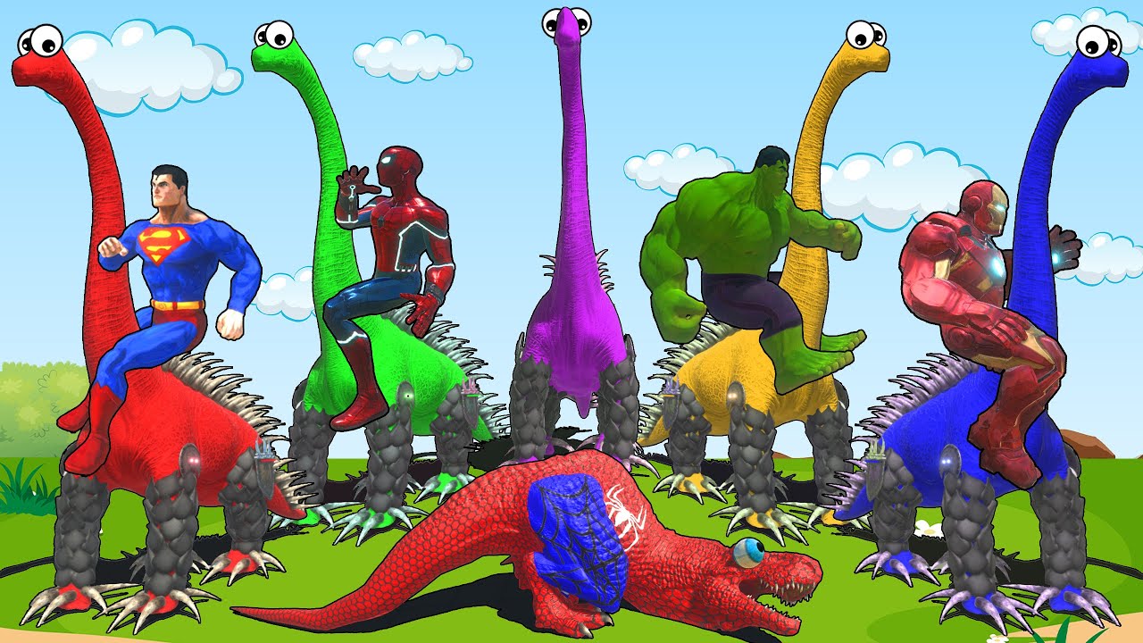ALL SuperHero Dinosaurs Battle in Jurassic World | Spiderman T-Rex Fight Jurassic World Rebirth 2025