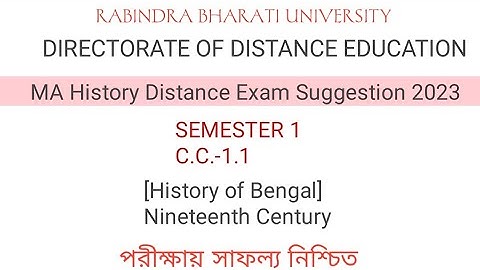 Rabindra Bharati University MA History Distance Exam Suggestion