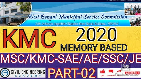 KMP SAE CIVIL 2020 || KMC-02 ||WBMSC|| 13 DECEMBER 2020 || MEMORY BASED QUESTIONS 2020 KMC CIVIL SAE