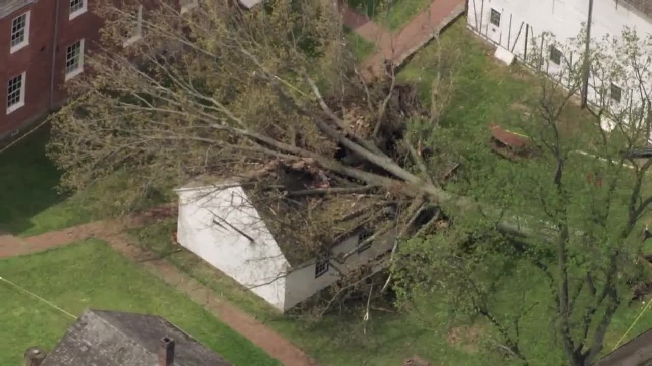 Tree falls on building at historic Old Economy Village in Pennsylvania ...