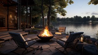 Enchanted River Serenity: Cozy Crackling Fire Sounds in a Lakeside Forest for Relaxation and Sleep 🔥