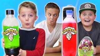 Warhead Candy Soda Challenge! Kid TRIES WEIRD SODAS