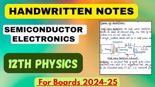Handwritten Notes Class 12th |Semiconductor Electronics | 2024-25 #cbse12physics