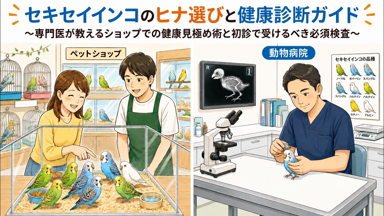 セキセイインコのヒナ選びと健康診断ガイド ~専門医が教えるショップでの健康見極め術と初診で受けるべき必須検査~ 【第7回横浜小鳥の病院オンラインセミナープレスタディ】
