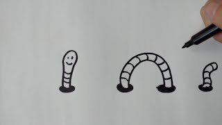 Cómo dibujar lombrices de tierra/How to draw earthworms