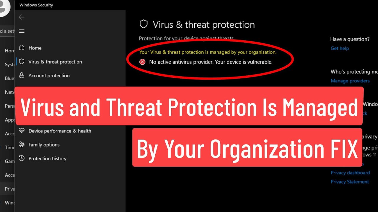 Virus and threat Protection Is Managed by Your Organization FIX In ...
