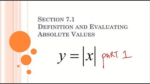 Pre Calculus 11 Section 7.1 Part 1 Defining and Evaluating Absolute Values