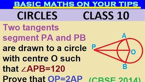 Two tangents segment PA and PB are drawn to a circle with centre O such that ∠APB=120 Prove OP=2AP