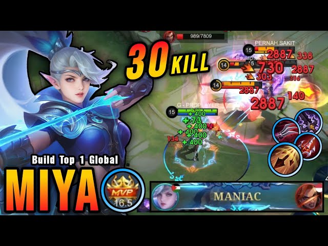 30 Kills + MANIAC!! OP LifeSteal Miya Late Game Monster!! - Build Top 1 Global Miya ~ MLBB class=
