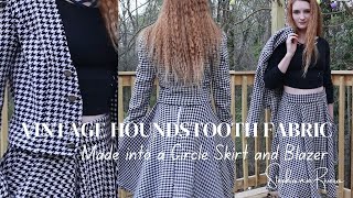 Vintage Houndstooth Fabric made into an Outfit | Circle Skirt and Blazer