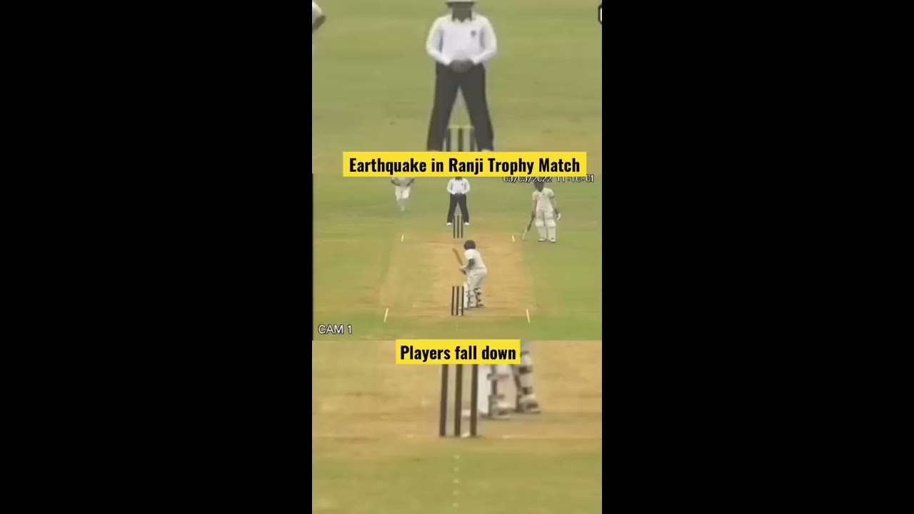 earthquake in live #ranjitrophy match 😱😱 Players fall down #Earthquake during #Ranjitrophy2021