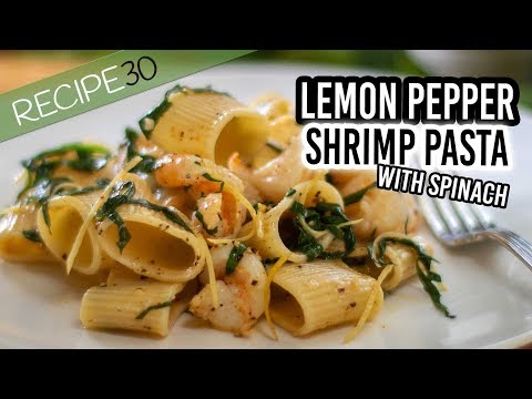 Buttery Lemon Pepper Shrimp Pasta with Spinach