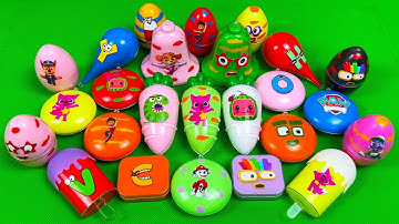 Rainbow SLIME 🌈 Finding Alphablocks, Numberblocks in BELLS, CARROT.. Coloring! Satisfying CLAY ASMR