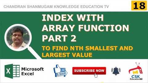 INDEX WITH ARRAY FUNCTION PART 2 | TO FIND NTH SMALLEST AND LARGEST VALUE