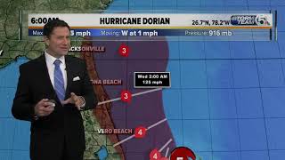 6 a.m. Monday Dorian update