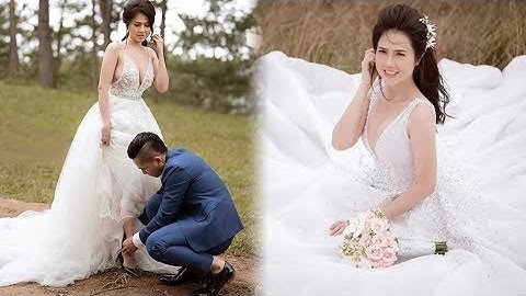 Chị gái Ngọc Trinh tung bộ ảnh cưới ‘khoe bưởi là chính’, vòng 1 tr.ào khỏi váy