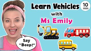 Fire Truck and Wheels on the Bus - Learn Vehicles with Ms Emily - Videos for Kids -Tractor,Car,Truck screenshot 3