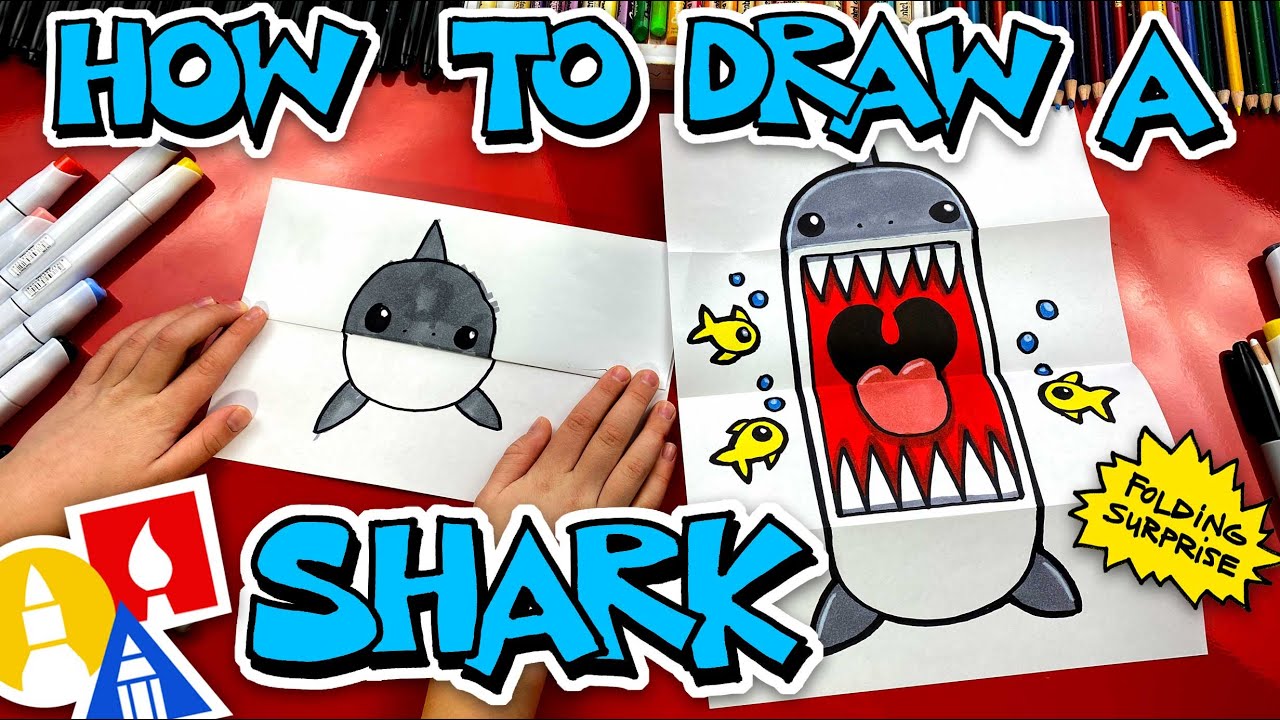 How To Draw A Shark Folding Surprise Puppet - YouTube