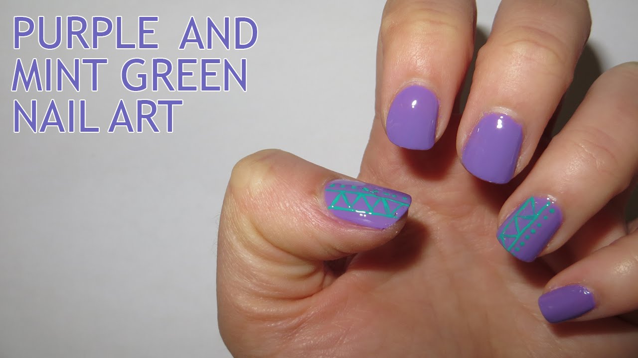 Purple And Mint Green Nail Art - YouTube - Purple And Mint Green Nail Art - YouTube