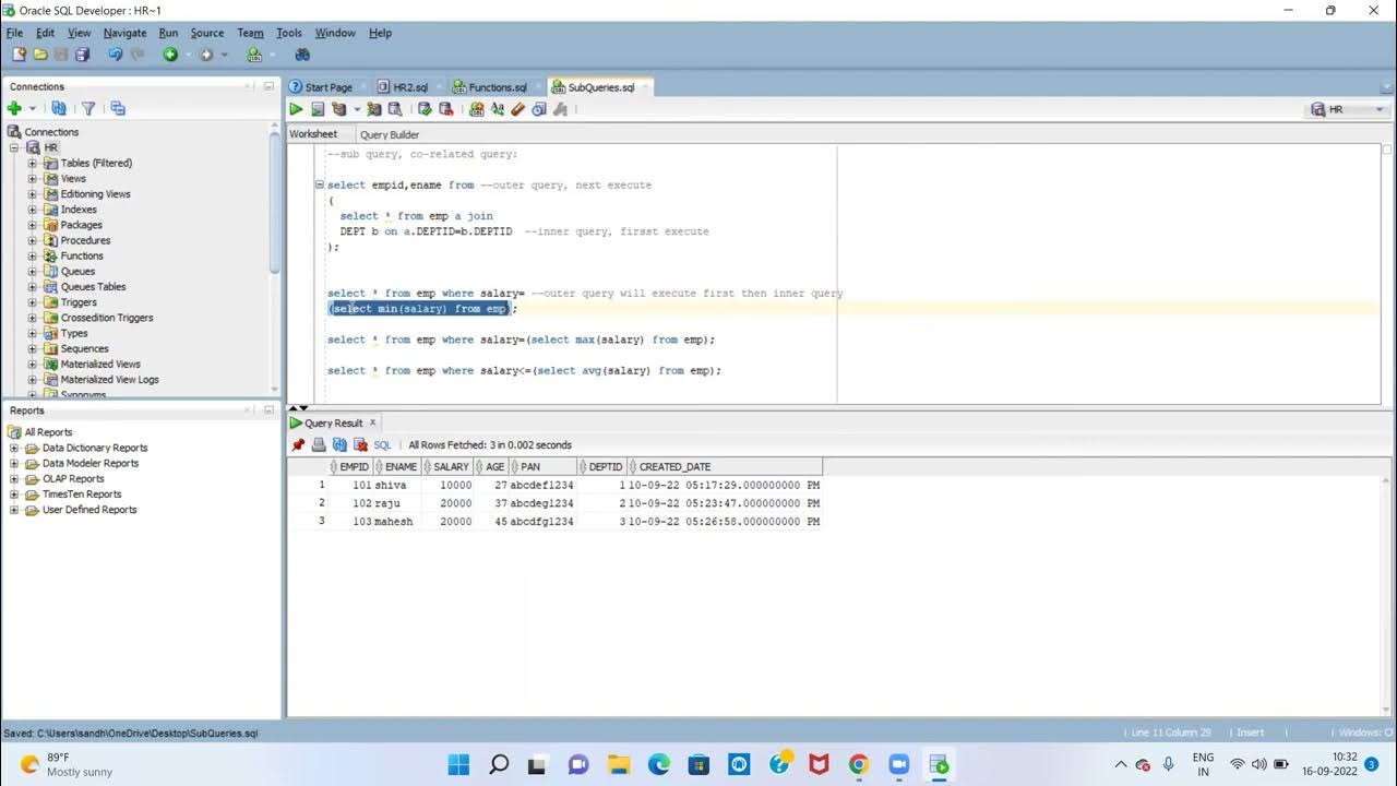 Sub query and co-related sub query real time example in SQL and Oracle ...