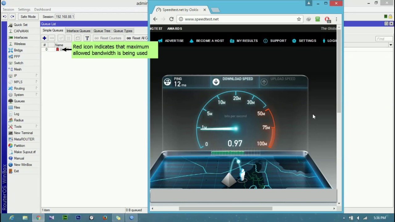 upload and download speed