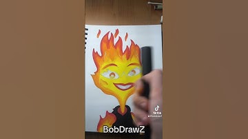 Drawing Ember Lumen from Elemental!!! Using Posca Markers!!! #art #shorts #youtuber #fyp #yt