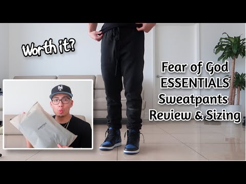 BEST SWEATPANTS OUT?!! Fear of God ESSENTIALS Sweatpants Review & Sizing 