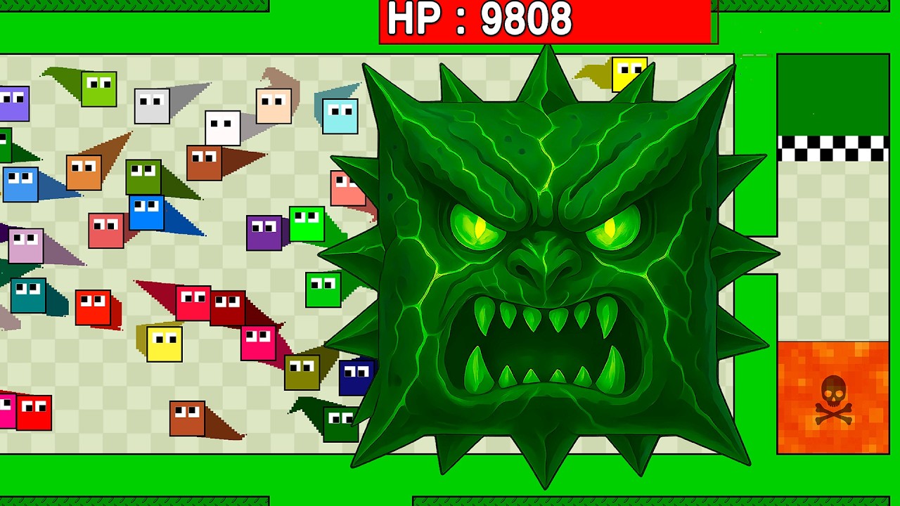 Square League - 100 Squares VS BOSS Monsters 9,999 HP | Break the Block