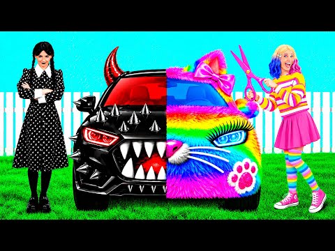 Rainbow Car vs Black Car Challenge | Amazing Creative Tricks by PaRaRa Challenge