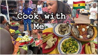 Real PRICES of food in ACCRA vrs SUNYANI MARKET|| COOK with me Plantain with Garden eggs stew