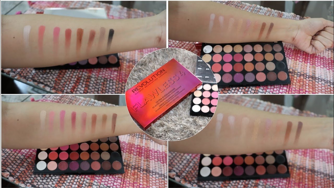 Swatches Of All 32 Shades Of Makeup Revolution Flawless 4 Palette