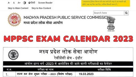 MPPSC Exam Calendar 2023
