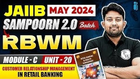 JAIIB RBWM Module C Unit 20 | Customer Relationship Management in Retail Banking | JAIIB May 2024