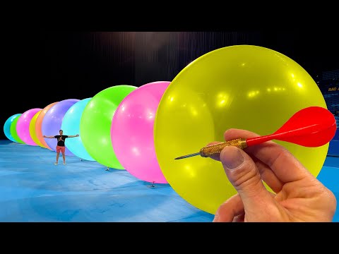 How Many GIANT Balloons Stops A Dart?