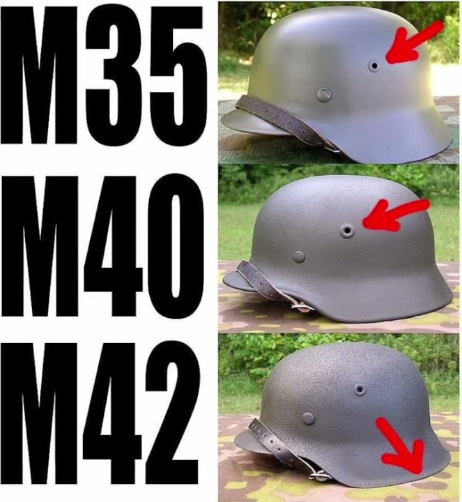 Немецкие Каски (Stahlhelm М 35 М 40 М 42) - Основные отличия. - YouTube