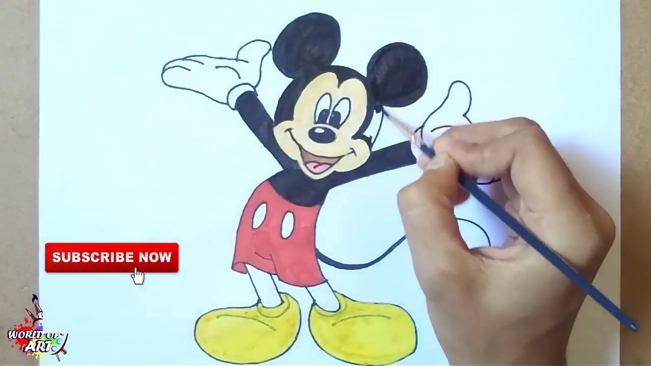how to draw mickey mouse easy - YouTube