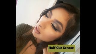 Half Cut Crease olive green dark shadows