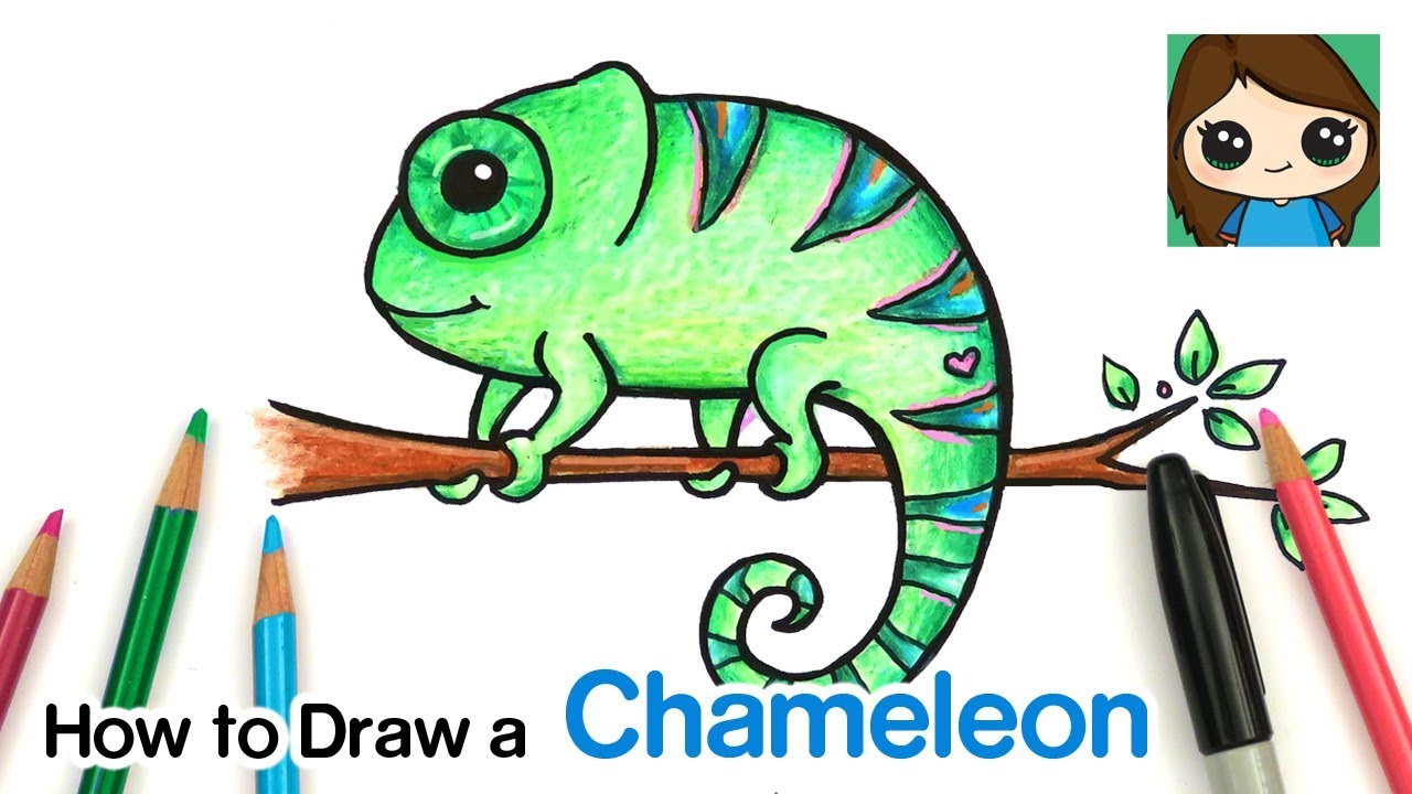 How to Draw a Chameleon Easy - YouTube