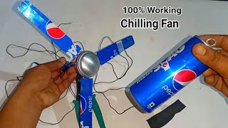 How to make mini chilling fan with pepsi can,DIY