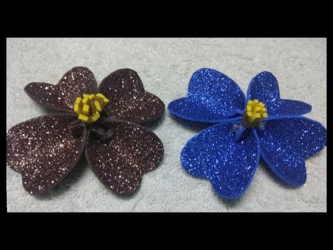 How to make glitter foam sheet flower/easy flower making with glitter sheet/diy flower - YouTube