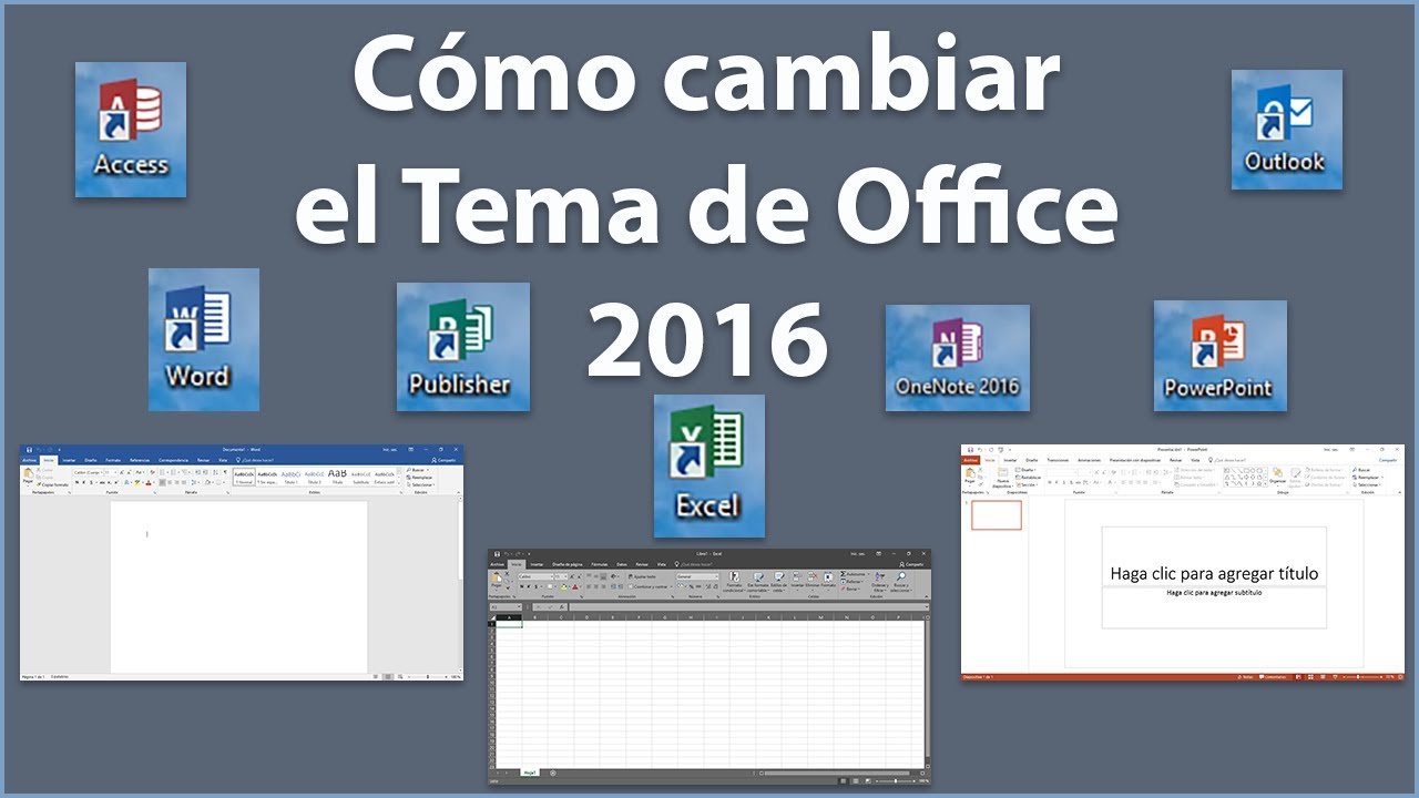 Cómo cambiar el Tema de Office 2016 - YouTube