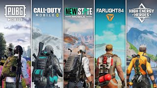 High Energy Heroes VS Farlight 84 VS New State Mobile VS Call of Duty Mobile VS PUBG Mobile