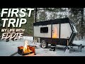 WINTER CAMPING in a DIY Travel Trailer with a Wood Stove