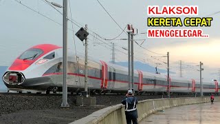 MENGGELEGAR..! Suara KLAKSON KERETA CEPAT. Bullet Train Horn Sound. Indonesian fastest train.