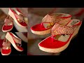 Making handmade fashionable  wedge heel sandal  wedding special women  sandals